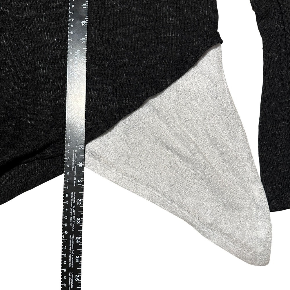 Womens Black White Asymmetrical Crossover Layered Long Sleeve Top Small - Picture 4 of 5